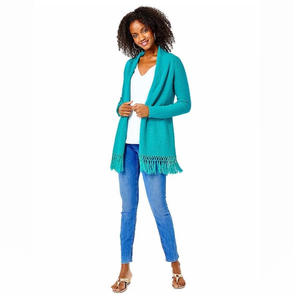 Lilly Pulitzer Tatum Cardigan Sweater in Maldive Green Size M - Picture 2 of 5